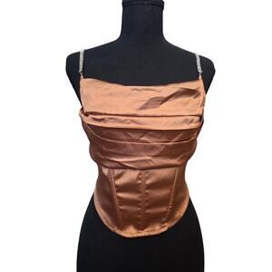 Boutique Corset Cowl Neck Top with Rhinestone Straps - Made with Love